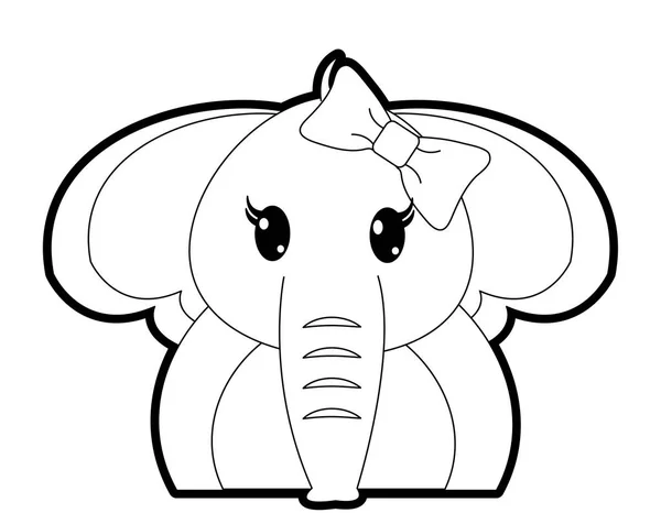 Contour adorable femelle éléphant mignon animal — Image vectorielle