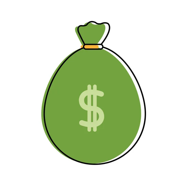 Bolsa de color para ahorrar dinero en efectivo con el símbolo de peso — Vector de stock