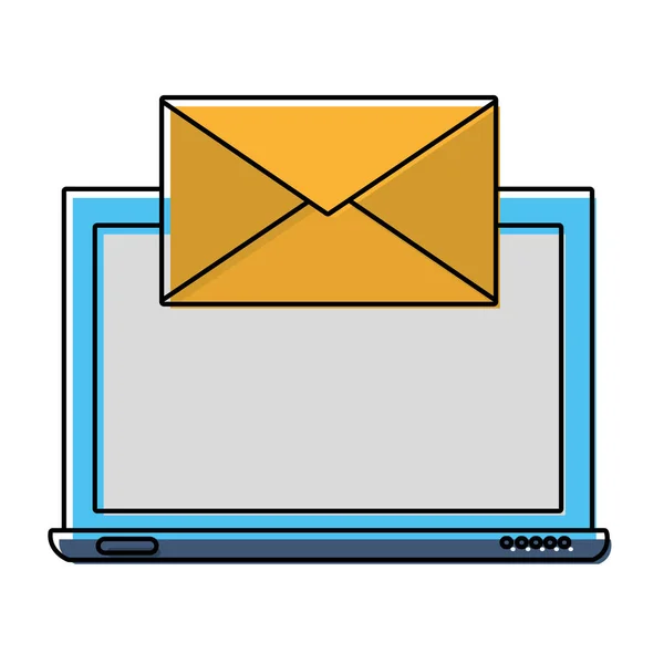 Laptop tela de cor com mensagem de carta de e-mail —  Vetores de Stock