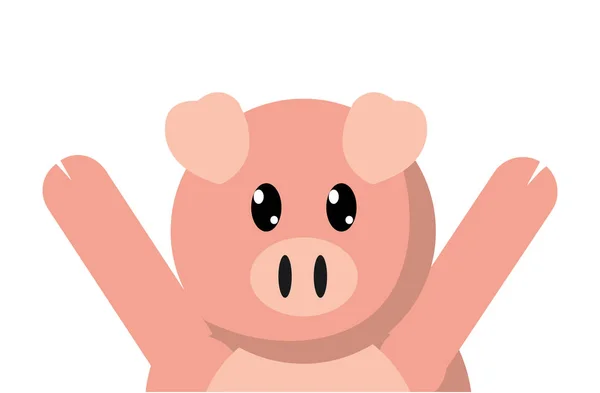 Красочные свиньи милые животные с поднятыми руками — стоковый вектор