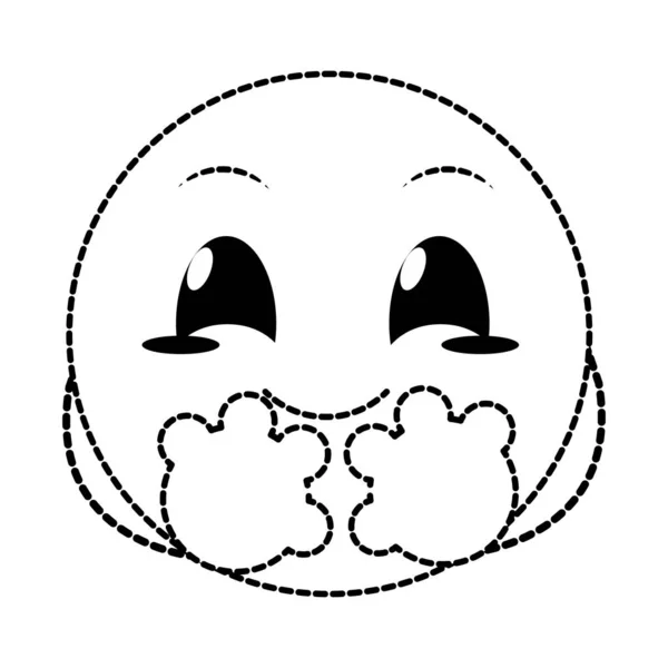 Kropkowane kształt nice emoji twarz wyrażenie z ramionami — Wektor stockowy