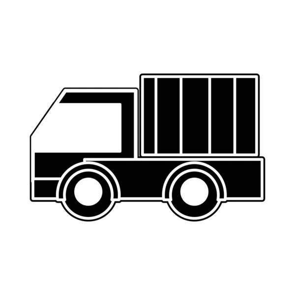 Silhouette truck vehicule transportation to business delivery — Stock Vector