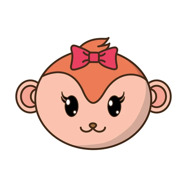 Fêmea macaco cabeça bonito animal —  Vetores de Stock