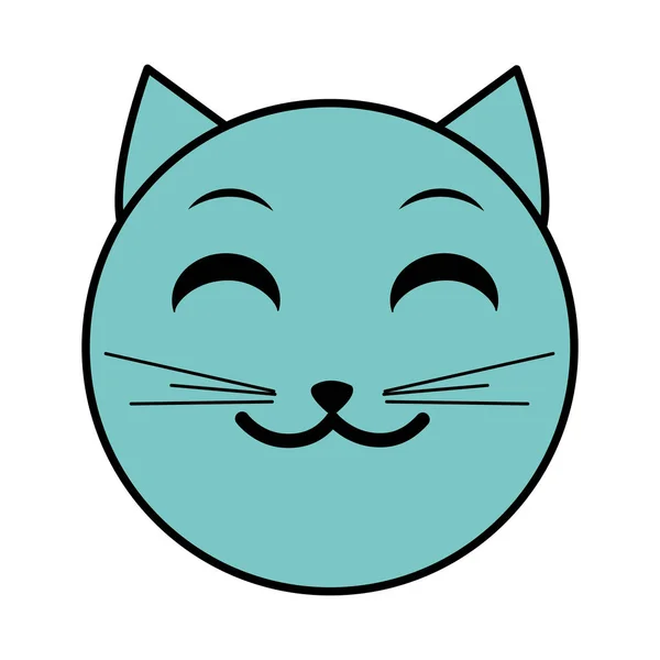 Line barva úsměv kočičí tvář emoji výraz — Stockový vektor