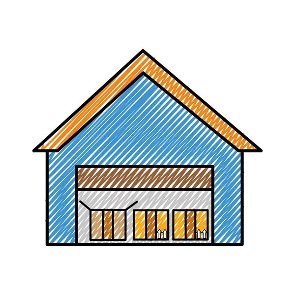 Garaj depolama hizmeti teslim paketi ile doodle — Stok Vektör
