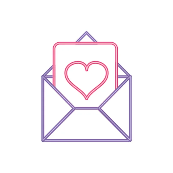 Mensaje de carta de amor de línea de neón al estilo de pasión — Vector de stock