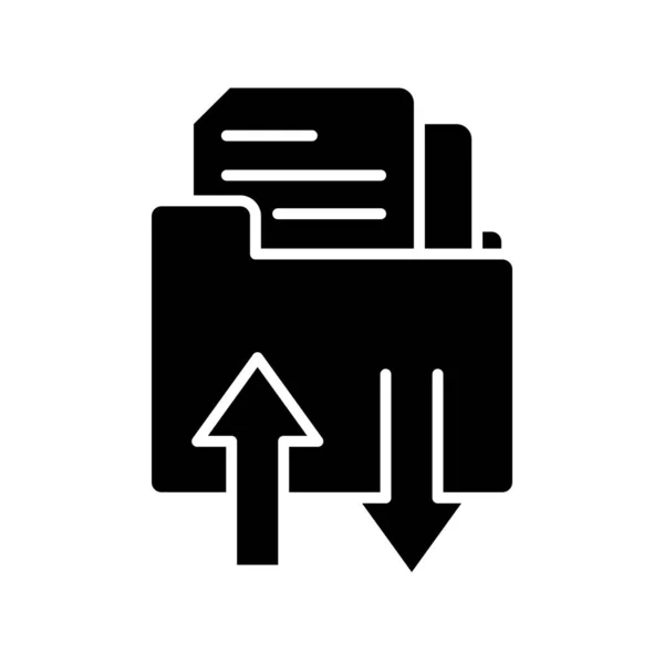 Dossier silhouette avec des informations de chargement de documents — Image vectorielle