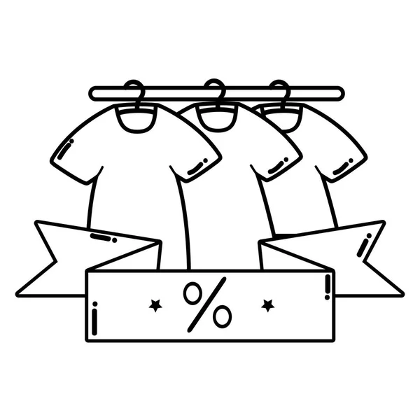 Línea de compras vestido ropa con cinta por ciento — Vector de stock