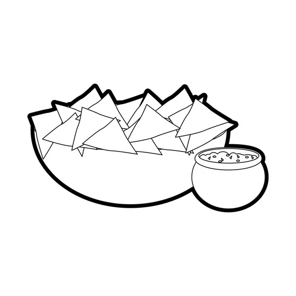 Nachos Cibo Messicano Cucina Tradizionale Tema Design Isolato Illustrazione Vettoriale — Vettoriale Stock