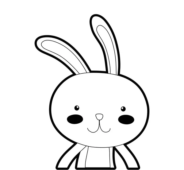 Zarys szczęśliwy królik zwierzę z wyraz twarzy — Wektor stockowy