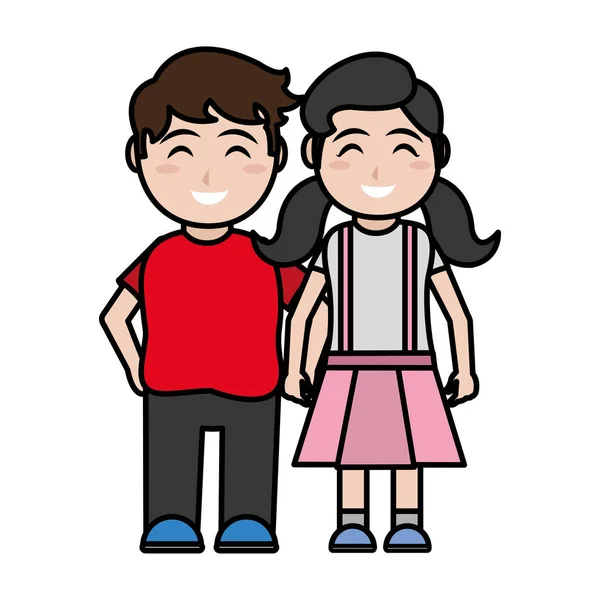 Chica y niño diseño de dibujos animados — Vector de stock