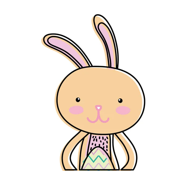 Линия цвета кролика животное с празднованием Пасхи яйцо — стоковый вектор