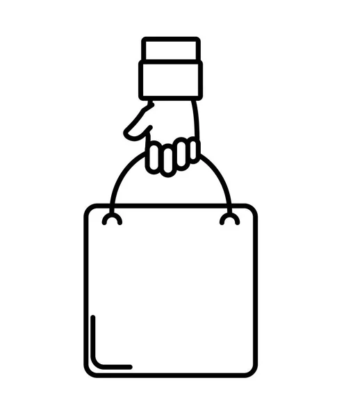 Lijn man hand met boodschappentas markt — Stockvector