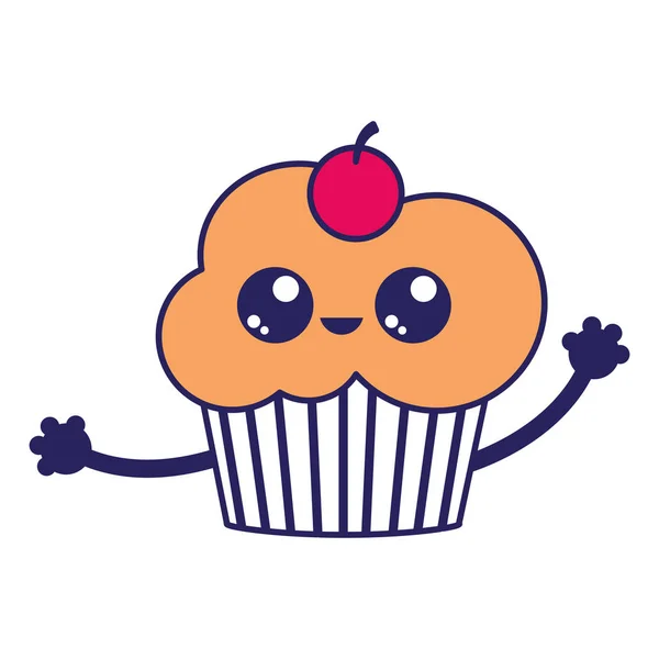 Cupcake Sobremesa Doce Padaria Tema Design Isolado Ilustração Vetorial — Vetor de Stock