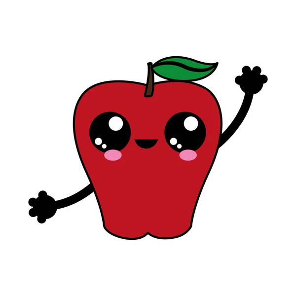 Apple Fruit Healthy Organic Food Theme Isolated Design Vector Illustration — Stock Vector