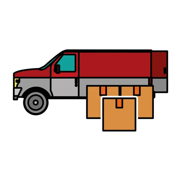 Caixa Caminhão Transporte Entrega Logística Tema Design Isolado Ilustração Vetorial —  Vetores de Stock
