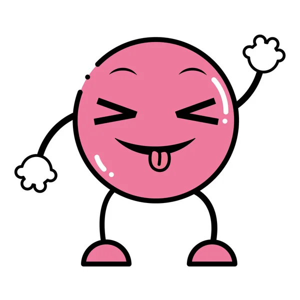 Expresión emoji bromas de color con brazos y piernas — Vector de stock