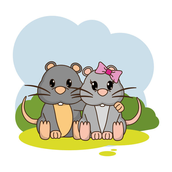 мышь пара милое животное в ландшафте
