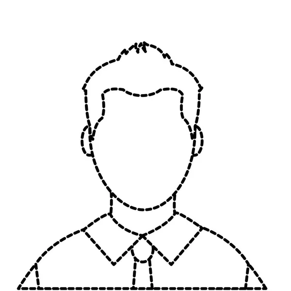 Forma punteggiata avatar uomo con camicia senza volto ed elegante — Vettoriale Stock