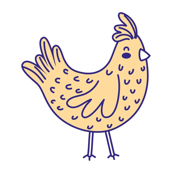 Animal de pássaro de fazenda de galinha de cor cheia com asas — Vetor de Stock