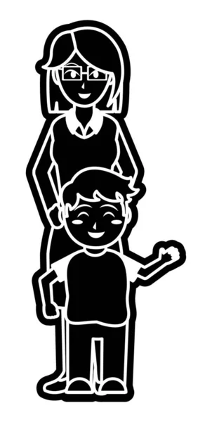 Σχεδίαση κινουμένων σχεδίων αγόρι και τη μητέρα — Διανυσματικό Αρχείο