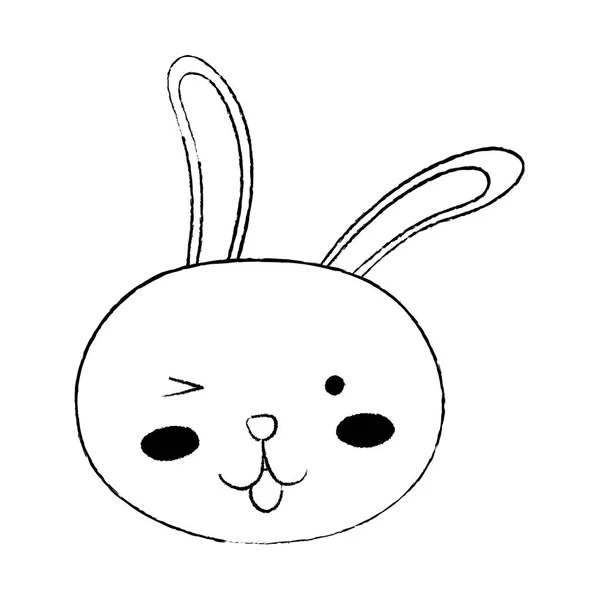 Grunge drôle tête de lapin dessin animé animal — Image vectorielle