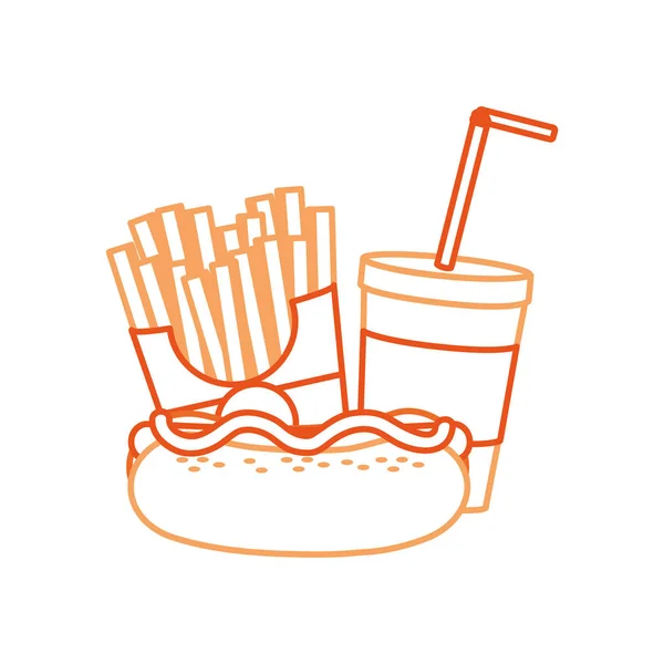 Hot Dog Drink Und Pommes Frites Von Fast Food Städtischen — Stockvektor