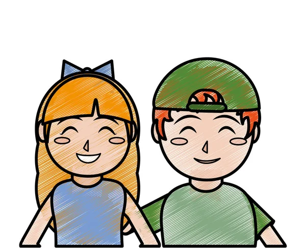 Chica y niño diseño de dibujos animados — Vector de stock