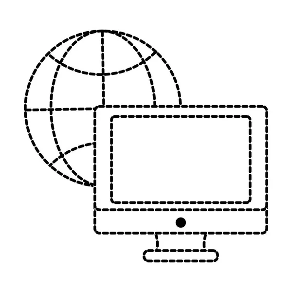 Tecnologia informatica dello schermo a forma punteggiata con connessione globale — Vettoriale Stock