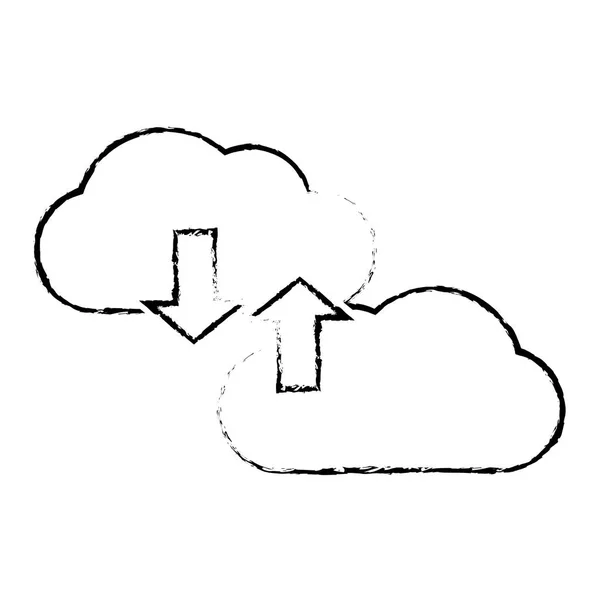 Cloud Computing Della Tecnologia Archiviazione Tema Virtuale Design Isolato Illustrazione — Vettoriale Stock