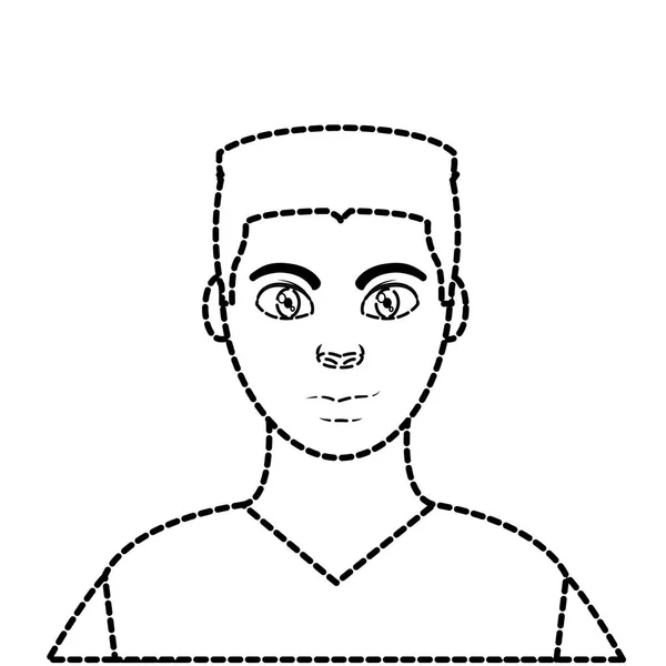 Homem avatar forma pontilhada com design de penteado e camisa — Vetor de Stock