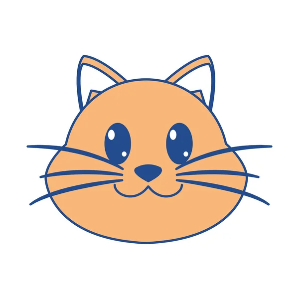 Linha de cor feliz gato cabeça bonito personagem animal —  Vetores de Stock