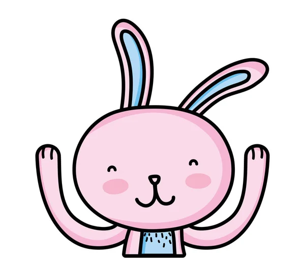 Glückliches Kaninchen mit erhobenen Händen — Stockvektor