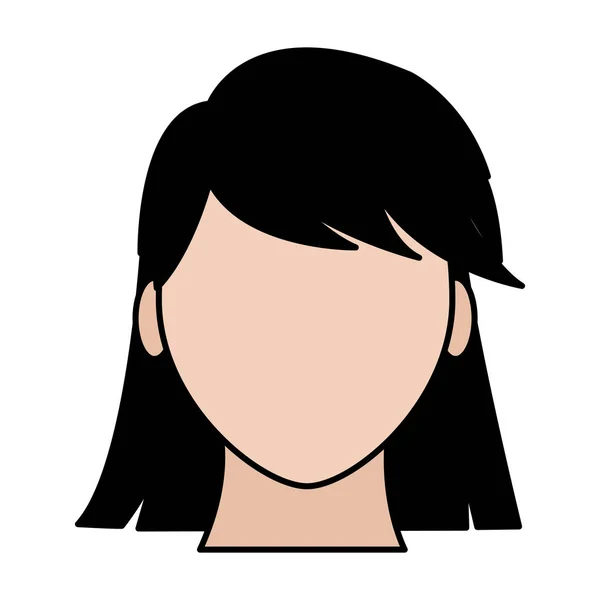 Ligne couleur avatar femme sans visage avec conception de coiffure — Image vectorielle