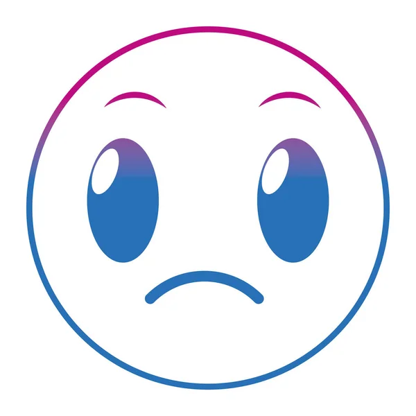 Leromlott vonal Szomorú arc gesztus emoji kifejezés — Stock Vector