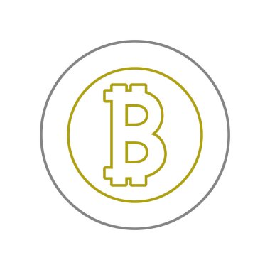 Sarı çizginin bitcoin elektronik para dijital simgesiyle