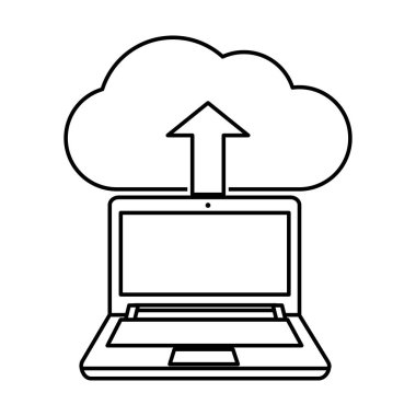 Bulut depolama teknolojisi ve sanal Tema izole tasarım vektör çizim bilgisayar