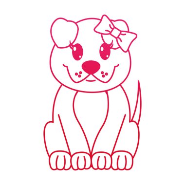 fucsia satır şerit yay ile dişi köpek sevimli hayvan