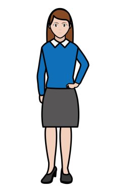 çizgi rengi kadınla elegan bluz ve saç tasarım