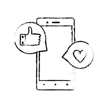 Smartphone ve Sosyal Medya Icons aygıt becerikli alet ve teknoloji Tema izole tasarım vektör çizim