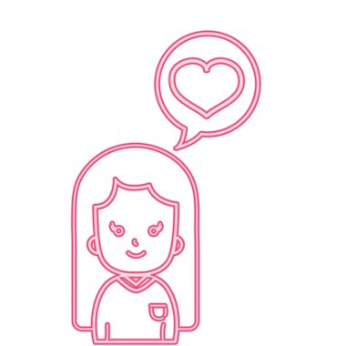 renk siluet kadınla saç tasarım ve kalp sohbet kabarcığı