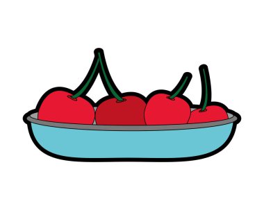 Kiraz meyve sağlıklı ve organik gıda Tema izole tasarım vektör çizim