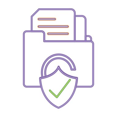 Neon satır dosya klasörü belge ve asma kilit güvenlik ile