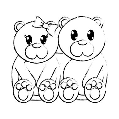 Grunge birlikte çift sevimli hayvan ayı