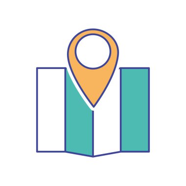 GPS ve seyahat gezinti ve rota Tema izole tasarım vektör çizim Haritası