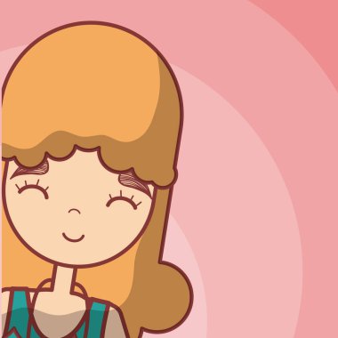 Genç hippi kadın sevimli çizgi vektör çizim grafik tasarım