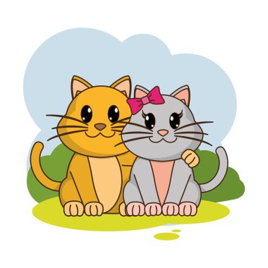 kedi çift sevimli hayvan peyzaj