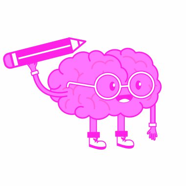 Beyin karikatür ruh sağlığı Tema izole tasarım vektör çizim