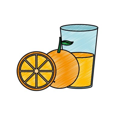 Portakal ve meyve suyu meyve sağlıklı ve organik gıda Tema izole tasarım vektör çizim