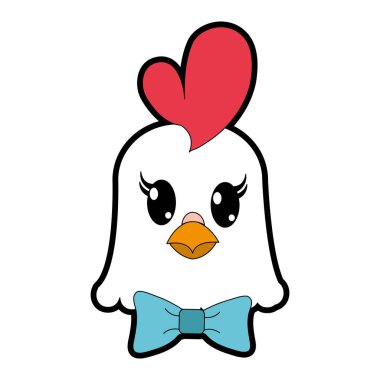 tam renkli tavuk kafa sevimli hayvan şerit yay ile